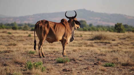 indian zebu cow in a field