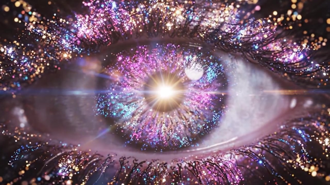 A Stunning Visual Journey Through Space and Perception: A Cosmic Galaxy Transformed into an Ethereal Eye Capturing the Wonders of the Universe