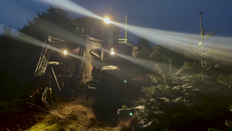 Big-Agricultural-Tractor-Moving-On-The-Trail-At-Night