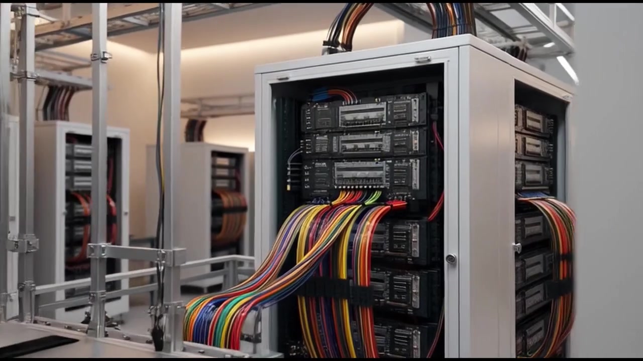 Dolly Shot Moving Through Modern Server Room Data Center