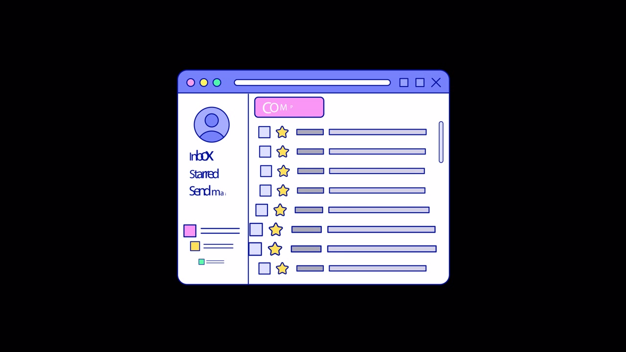 Animated Email Client Interface with Inbox and Compose Button