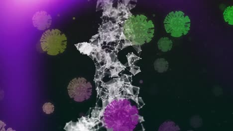 Graph-animation-and-coronavirus-bacteria-flying-over-gradient-background.