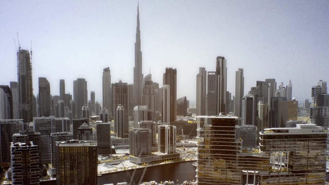 Skyline a infrarossi di Dubai con il Burj Khalifa