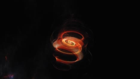 objeto de iluminación giratorio brillante místico abstracto con transiciones en el cielo oscuro. animación de bucle sin costuras 4k 3d. objeto espacial no identificado en forma de una nube de energía brillante de fantasía giratoria.