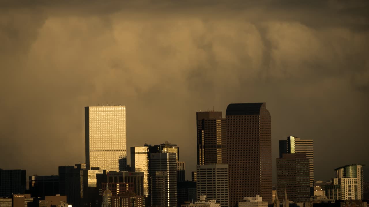 Dramatic Denver Skyline Under a Stormy Sky