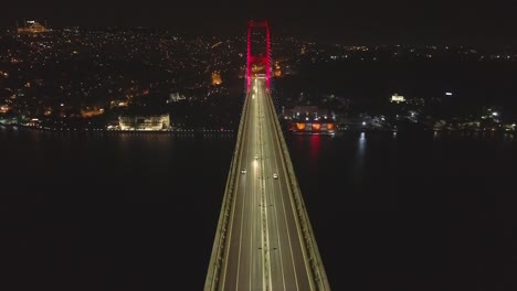 istanbul bosphorus bridge drone footage at night during covid lockdown, jk01