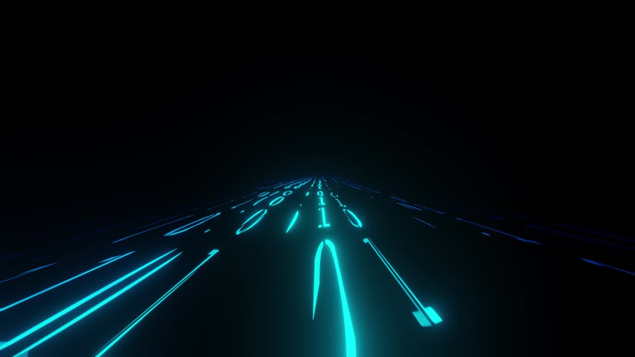 tecnología de matriz. seguridad cibernética con código binario. números azules que caen rápidamente al azar. algoritmos de decodificación de software hackeado. visualización de grandes datos. renderización 3d.