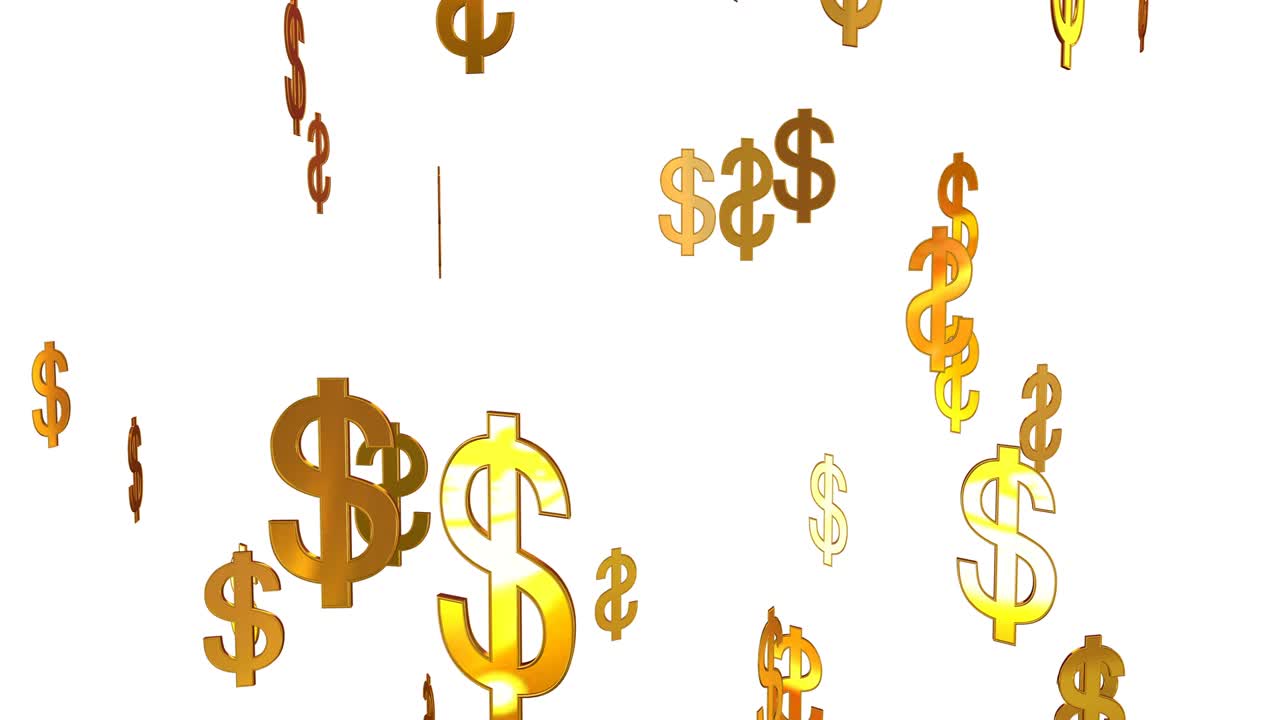 Simboli del dollaro su sfondo bianco