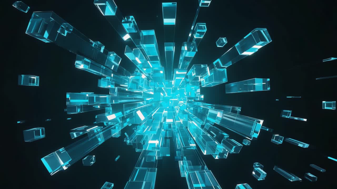 Abstract 3D Glass Cubes Explosion