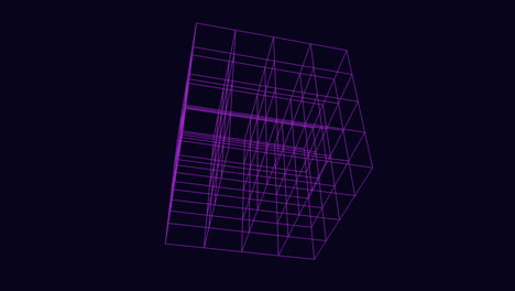 Vibrant purple 3d building with grid-like pattern in dark background