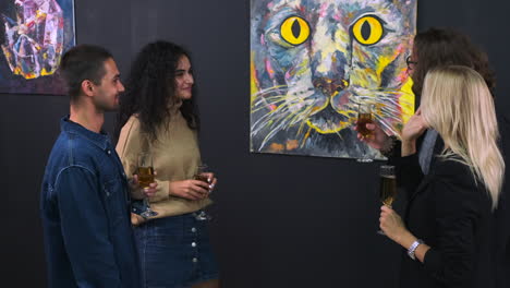 friends enjoying art at an exhibition