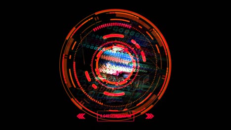 quantum computer futuristic red technology polygon digital holographic process and analysis for big data and abstract background