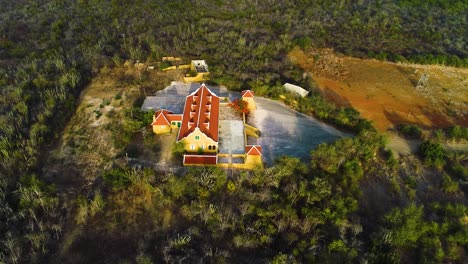 landhuis brievengat high aerial angle tilt down establishing at sunset golden hour