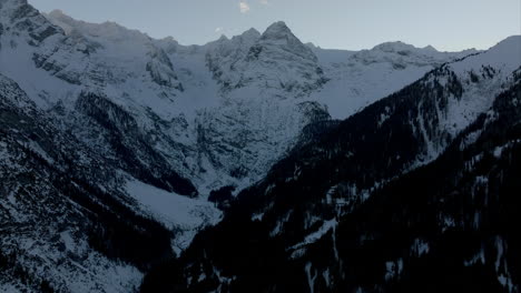 Aerial-View-Of-Snow-Covered-Forest-Stelvio-Pass-Mountain-Side