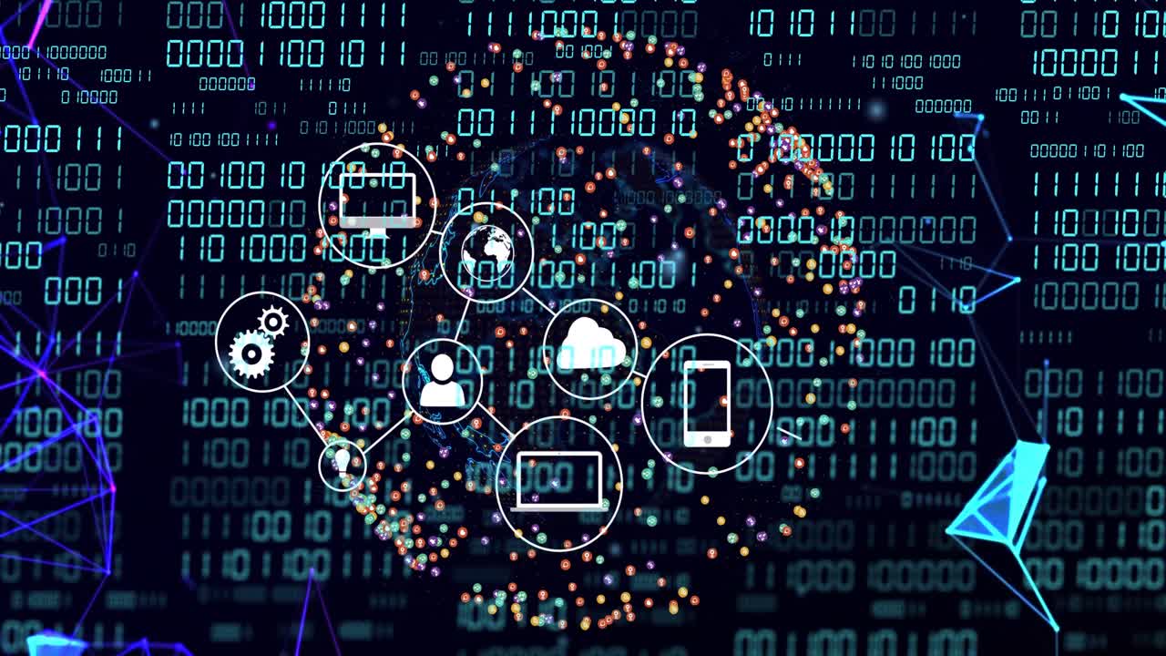 Cloud icon appearing, node hub pulsing and linking icons, lines animating, activating cloud network