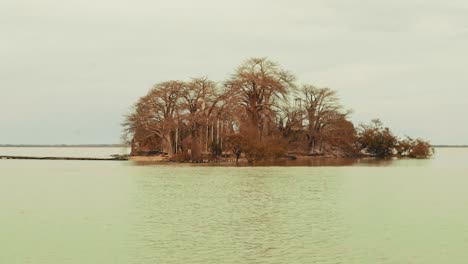 Vista-En-Barco-De-Un-Barco-A-Motor-Que-Va-A-Una-Isla-Histórica-En-Gambia