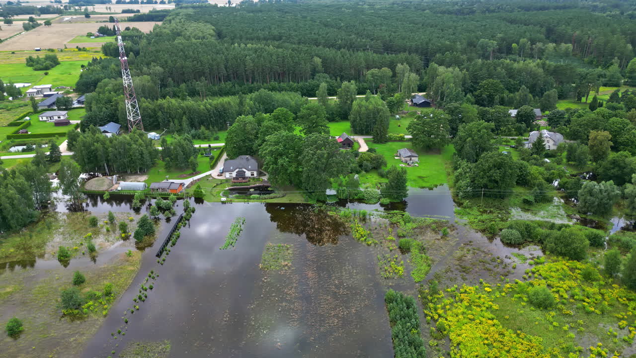 Aerial View of Flood-Affected Rural Village