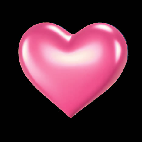 glossy pink heart shape animation isolated asset, transparent 4k video, alpha channel, prores 4444