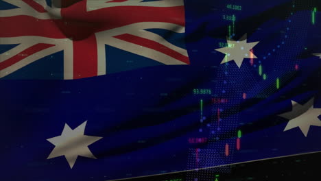 Animation-of-statistics-and-financial-data-processing-over-flag-of-australia