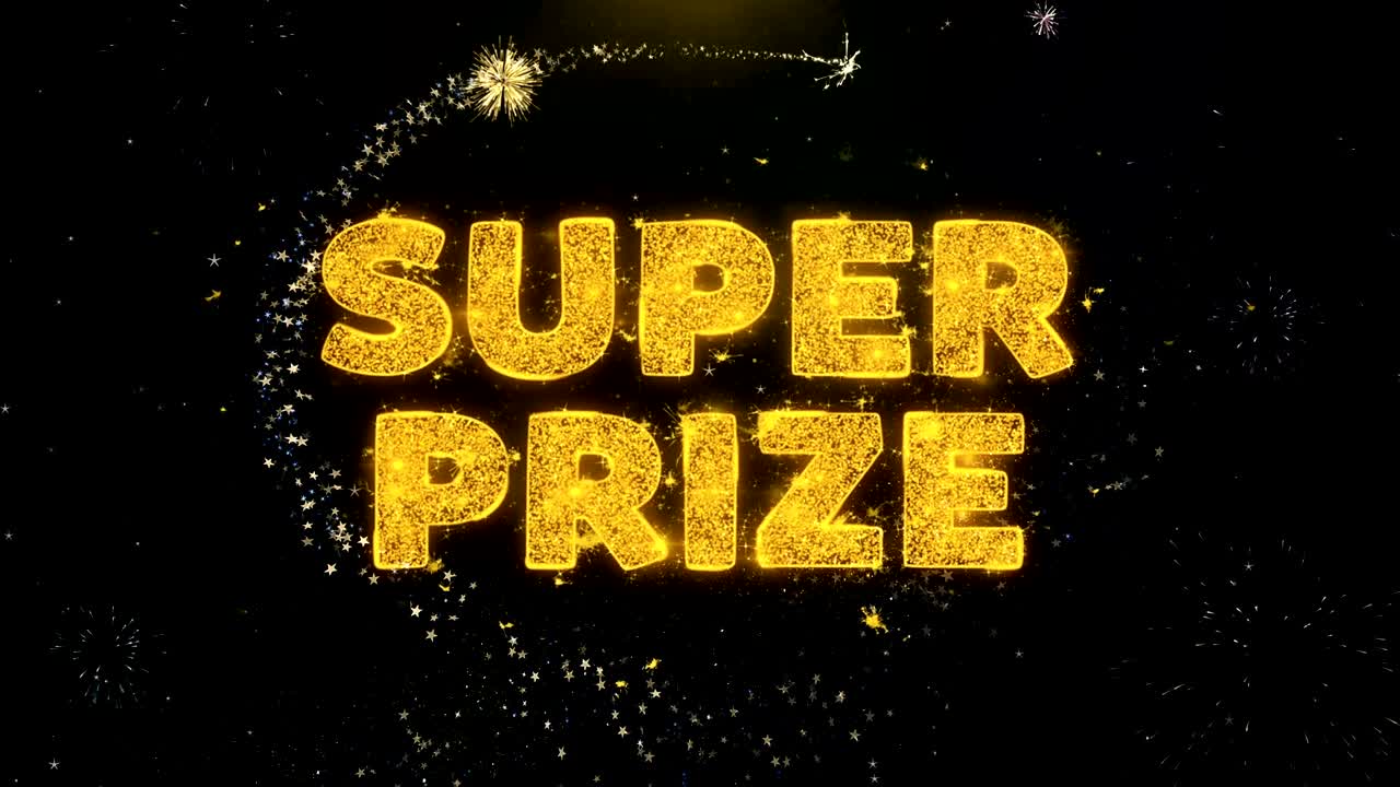 황금 입자 불꽃놀이 전시회에서 슈퍼 상 텍스트.