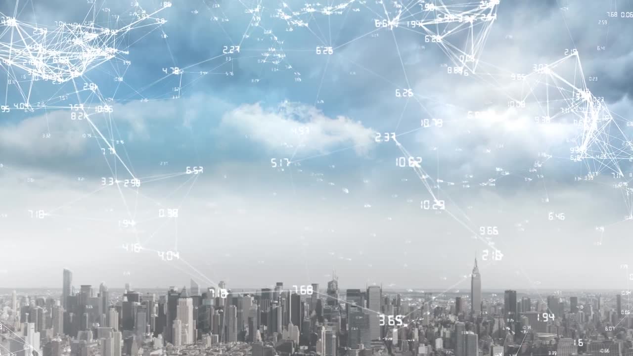 도시 풍경에 대한 연결 네트워크의 애니메이션