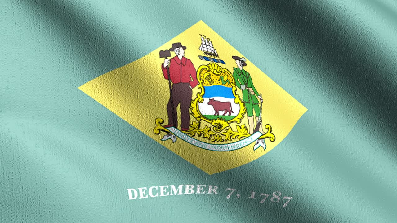 미국 델라웨어 주 발 (영어: delaware state flag) 은 미국 연방의 국기이며, 공기에서 불어오는, 고립된, 공식적인 애국적 추상적인 디자인, 흔들리는 표지 기호의 3d 렌더링 일러스트레이션이다.