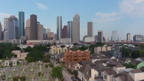 establishing shot of downtown houston and surrounding neighborhood