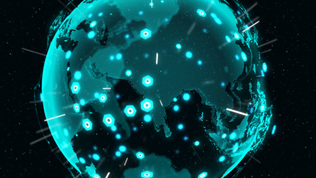 3D Digital Earth shows concept of global network.