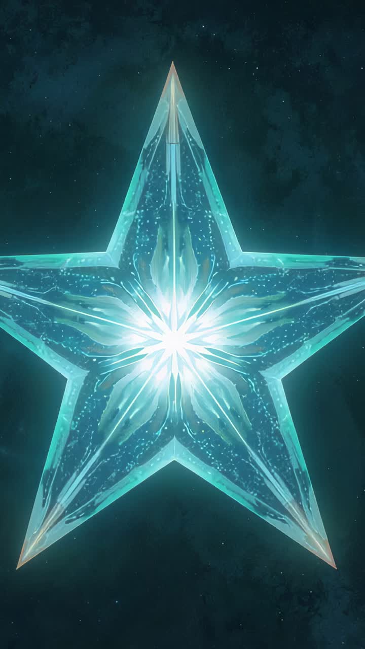 Vertical video: Top point warming sparking crystal star brightening core in nebula, emitting sparks