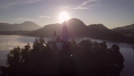 sunrise at lake bled, slovenia near triglav national park