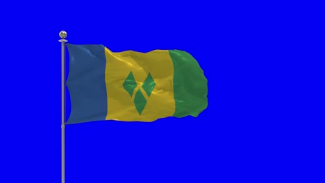 saint vincent and the grenadines 3d illustration of the waving flag on a pole wi