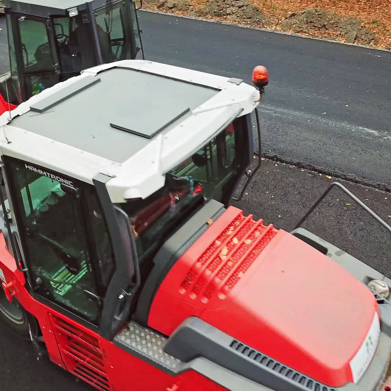 Roller on a road construction site