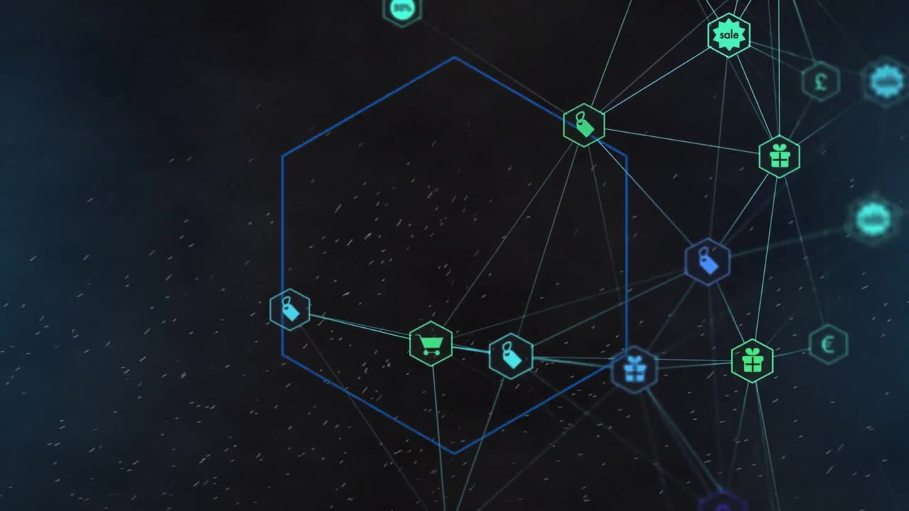 animación del globo de la red de conexiones con iconos