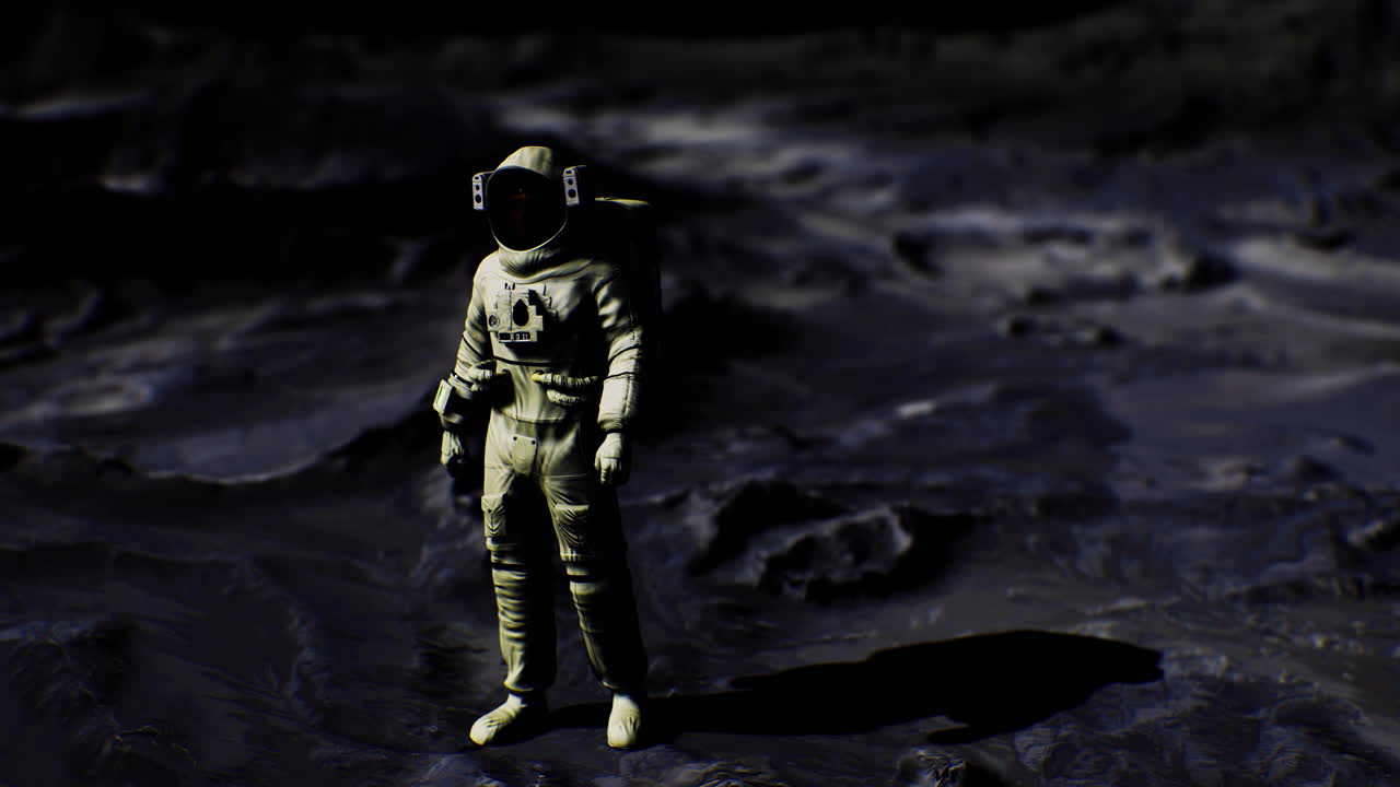 Astronaut på en måneoverflade