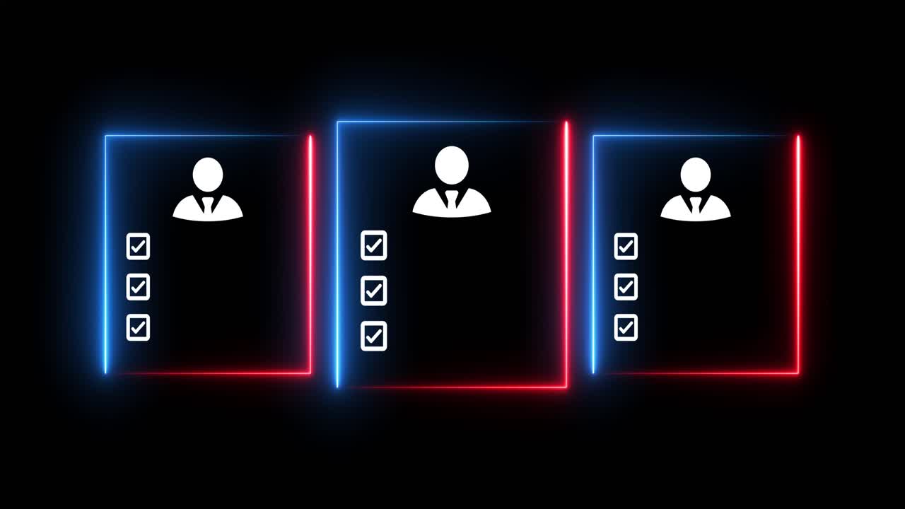 User Profile Checklists with Alternating Neon Frames