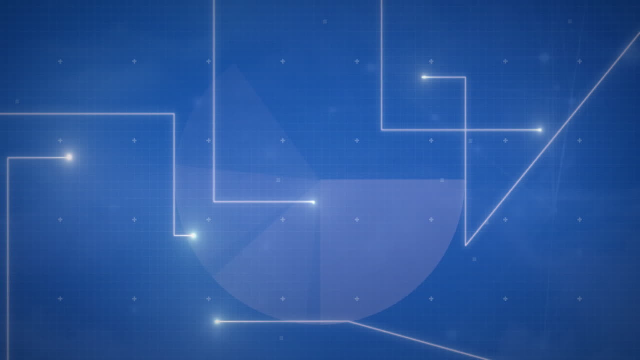 디지털 데이터 처리의 애니메이션은 연결된 반이는 빛 경로를 통해 진행됩니다.