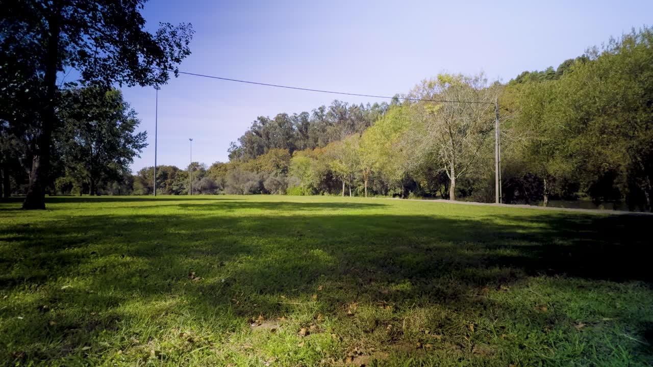 A view of the beautiful park next to the Lima river in Ponte da Barca, Portugal