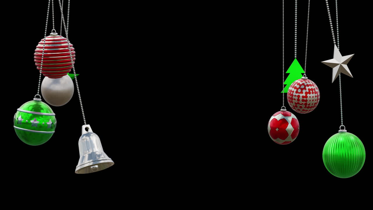 animación de bolas de navidad en fondo negro