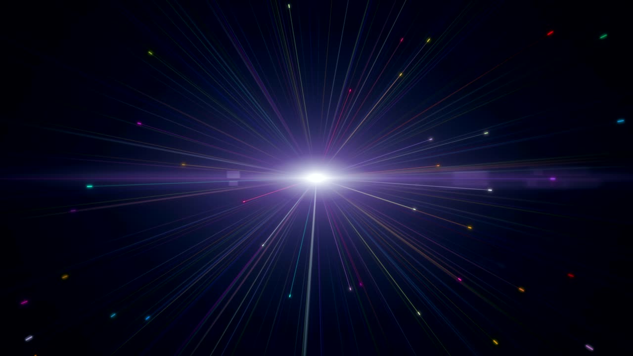 Abstract multicolored blasts of digital neon fireworks