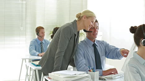 business team working in call center