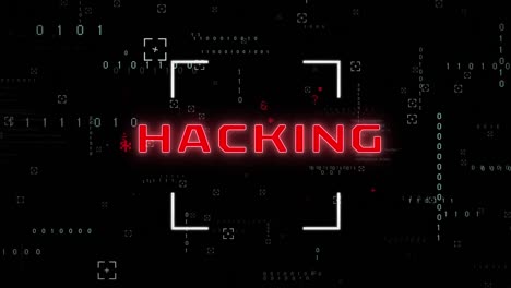 animación de procesamiento de datos de texto de hacking sobre un fondo negro