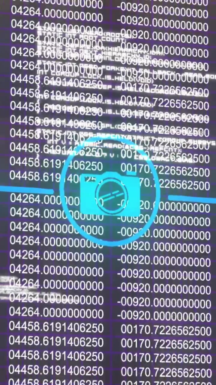 Animation of network of digital icons and data processing against blue background