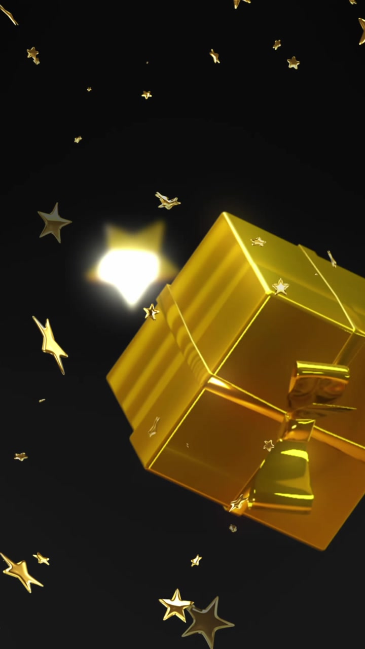 Animazione di stelle su regali di Natale su sfondo nero