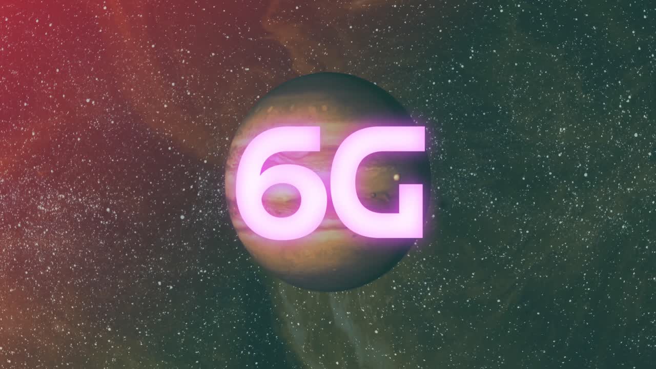 Animation of 6g text banner against planet in space