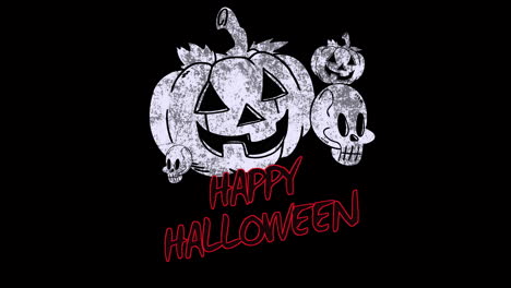 Happy-Halloween-with-white-pumpkin-and-skulls