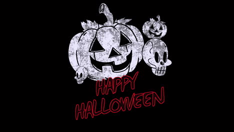 feliz halloween con calabaza blanca y calaveras