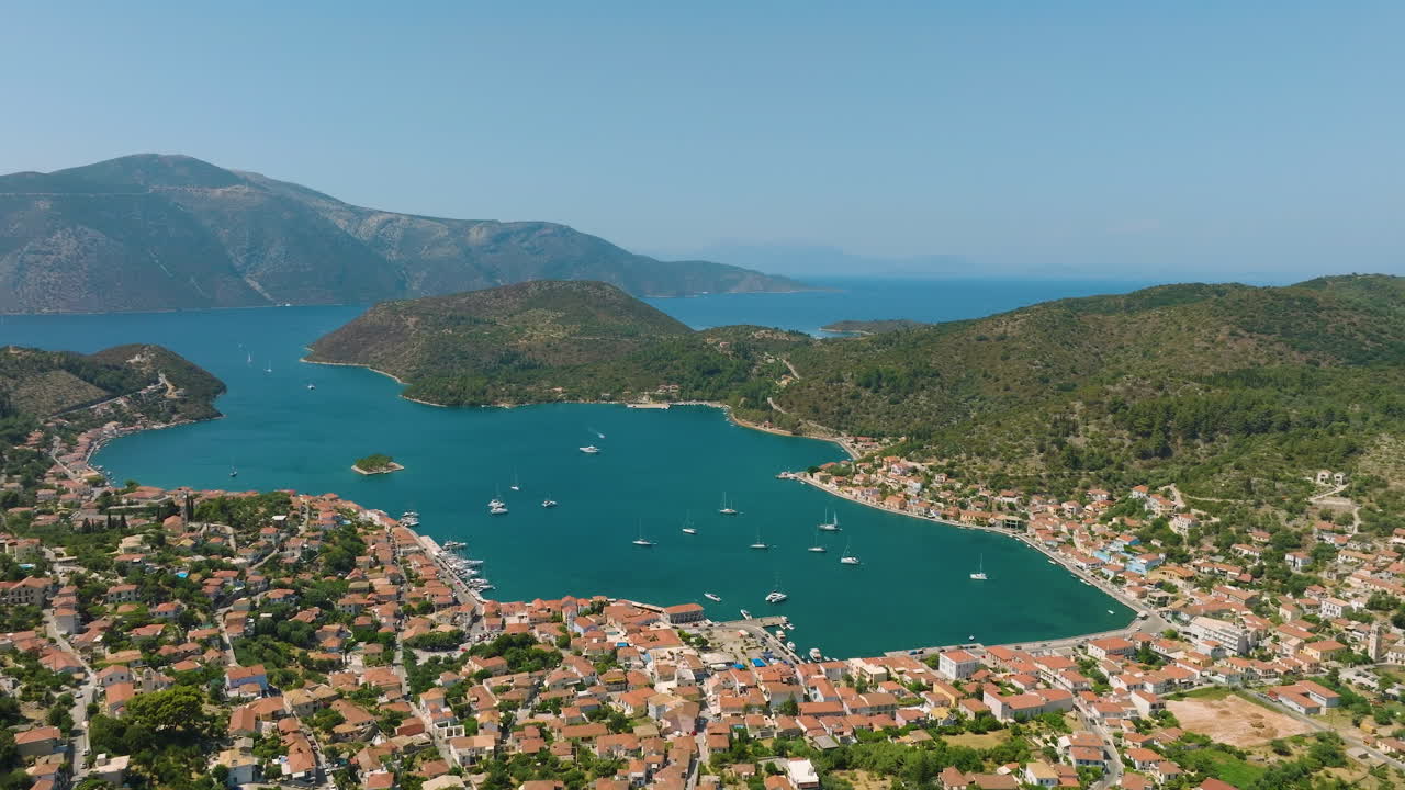 Aerial View of a Greek Coastal Town