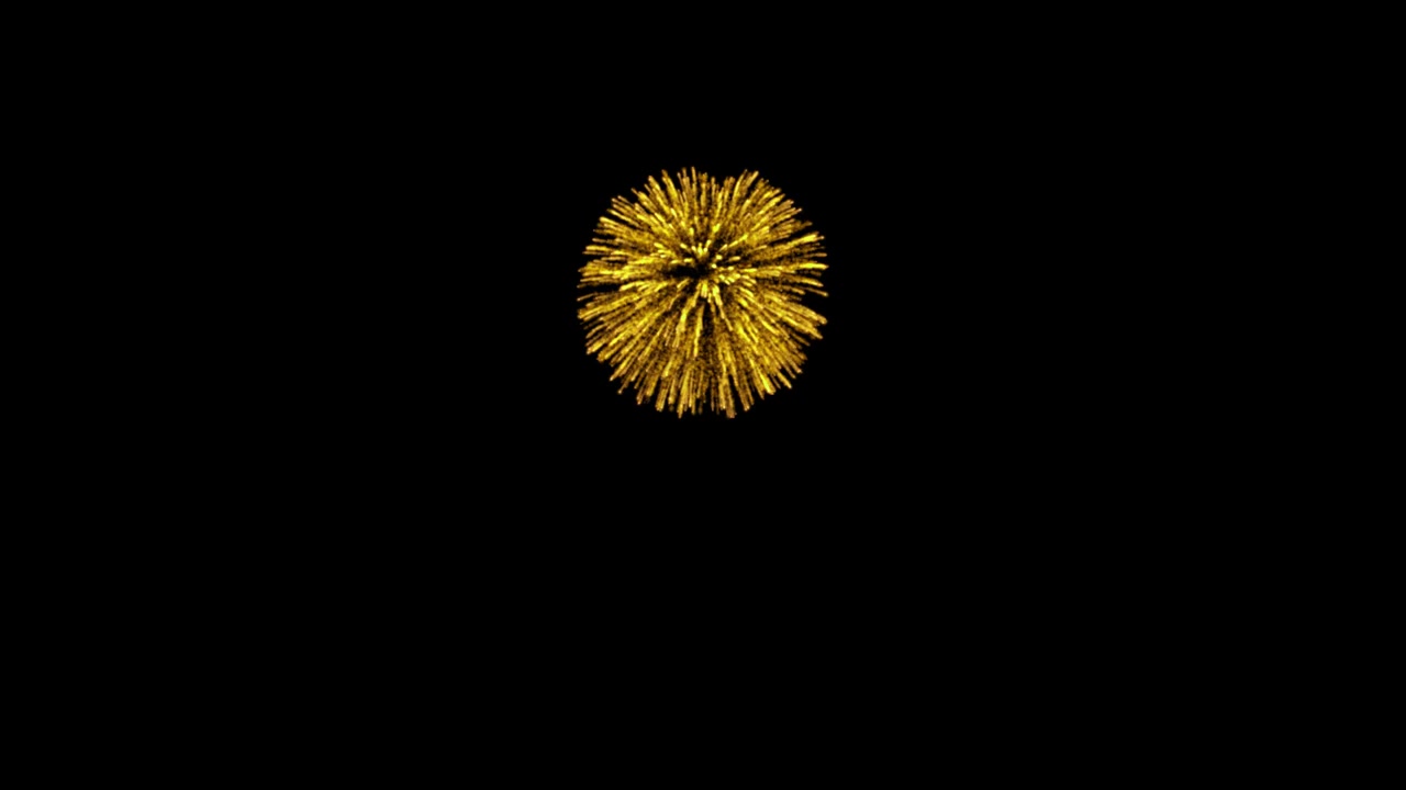 Esplosione di fuochi d'artificio giallo dorato su sfondo nero