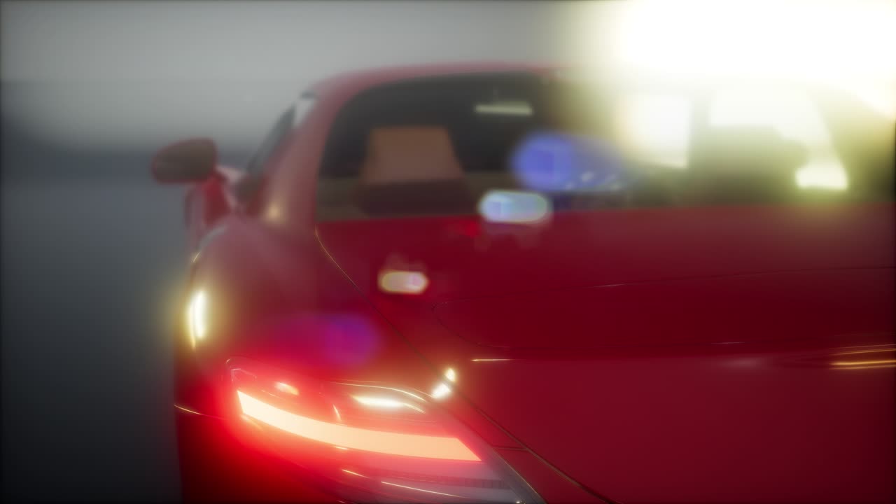 coche deportivo de lujo en un estudio oscuro con luces brillantes