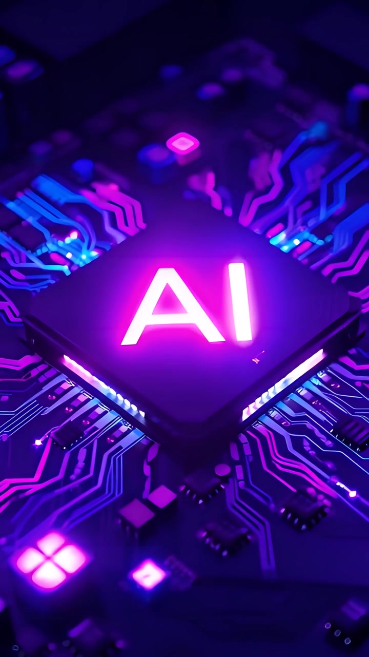 Futuristische KI-Chip-Motherboard-Technologie Hintergrund 4K